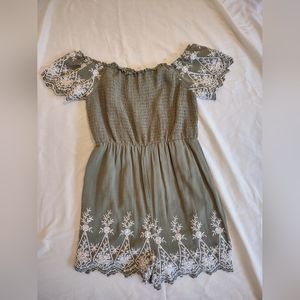 Green applique romper size medium